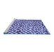 Sideview of Machine Washable Abstract Blue Contemporary Rug, wshcon1505blu