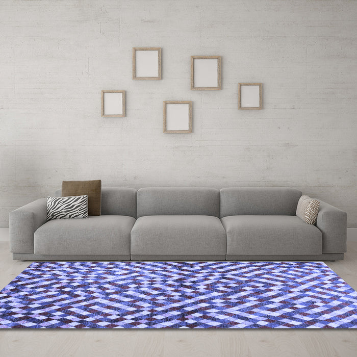 Machine Washable Abstract Blue Contemporary Rug in a Living Room, wshcon1505blu
