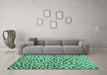 Machine Washable Abstract Turquoise Contemporary Area Rugs in a Living Room,, wshcon1505turq