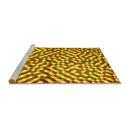 Sideview of Machine Washable Abstract Yellow Contemporary Rug, wshcon1505yw