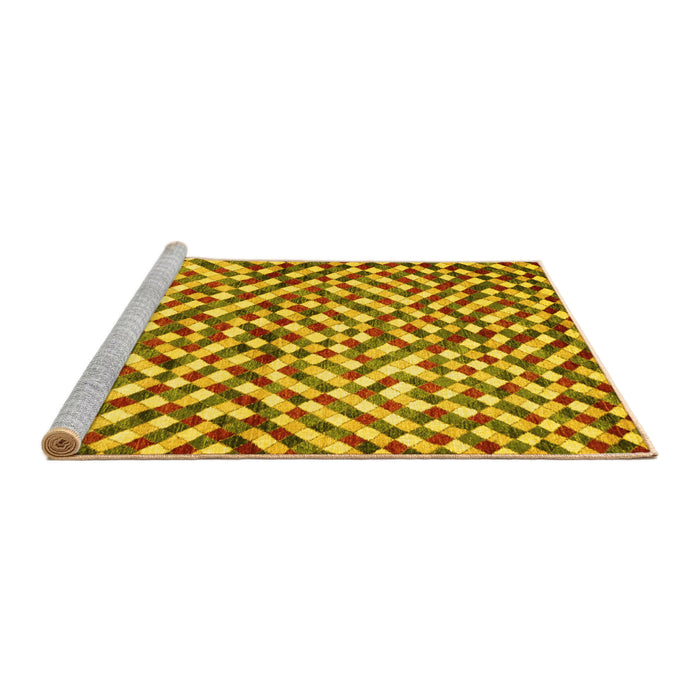 Sideview of Machine Washable Abstract Yellow Contemporary Rug, wshcon1505yw