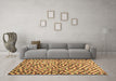 Machine Washable Abstract Brown Contemporary Rug in a Living Room,, wshcon1505brn