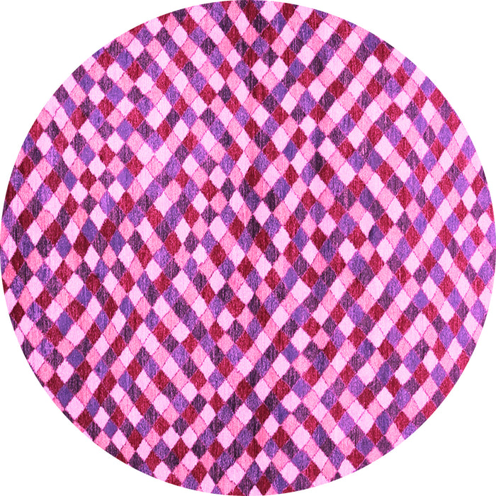Round Abstract Pink Contemporary Rug, con1505pnk