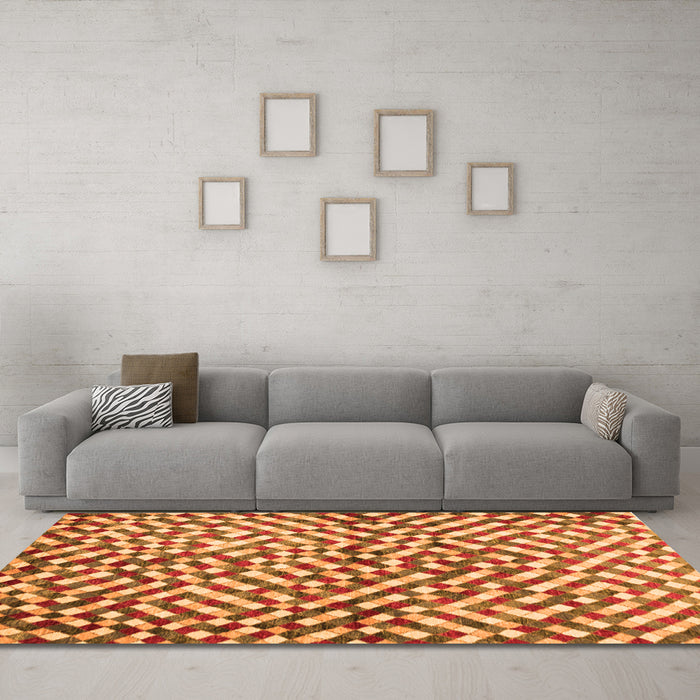 Machine Washable Abstract Orange Contemporary Area Rugs in a Living Room, wshcon1505org