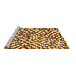 Sideview of Machine Washable Abstract Brown Contemporary Rug, wshcon1505brn
