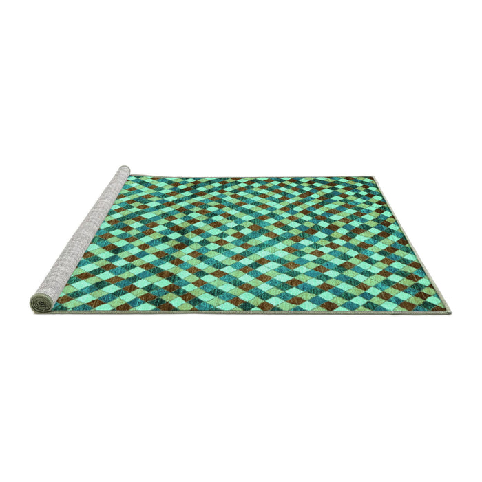 Sideview of Machine Washable Abstract Turquoise Contemporary Area Rugs, wshcon1505turq