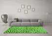 Machine Washable Abstract Green Contemporary Area Rugs in a Living Room,, wshcon1505grn