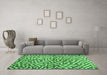 Machine Washable Abstract Emerald Green Contemporary Area Rugs in a Living Room,, wshcon1505emgrn