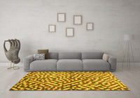 Machine Washable Abstract Yellow Contemporary Rug, wshcon1505yw