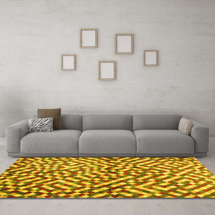 Machine Washable Abstract Yellow Contemporary Rug in a Living Room, wshcon1505yw
