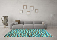 Machine Washable Abstract Light Blue Contemporary Rug, wshcon1505lblu