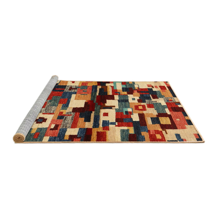 Serging Thickness of Machine Washable Contemporary Saffron Red Rug, wshcon1506