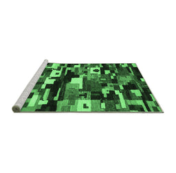 Sideview of Machine Washable Abstract Emerald Green Contemporary Area Rugs, wshcon1506emgrn