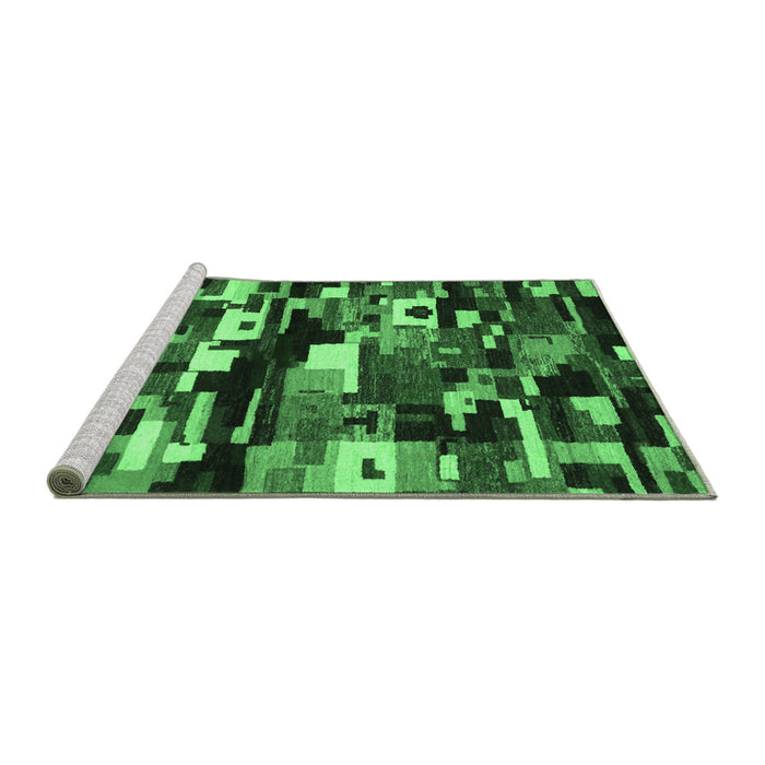 Sideview of Machine Washable Abstract Emerald Green Contemporary Area Rugs, wshcon1506emgrn