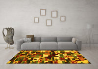 Machine Washable Abstract Yellow Contemporary Rug, wshcon1506yw