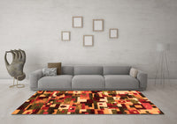 Machine Washable Abstract Orange Contemporary Rug, wshcon1506org