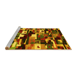 Sideview of Machine Washable Abstract Yellow Contemporary Rug, wshcon1506yw