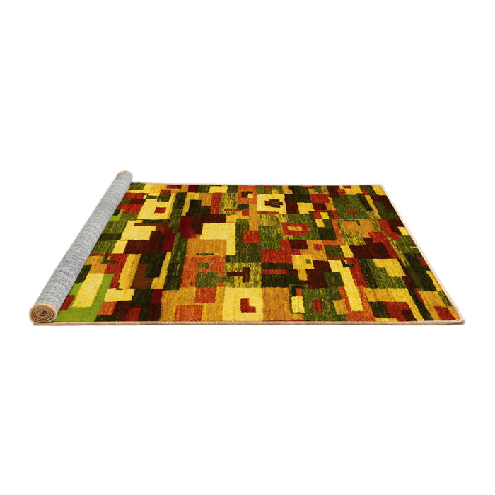 Sideview of Machine Washable Abstract Yellow Contemporary Rug, wshcon1506yw