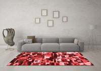 Machine Washable Abstract Red Contemporary Rug, wshcon1506red