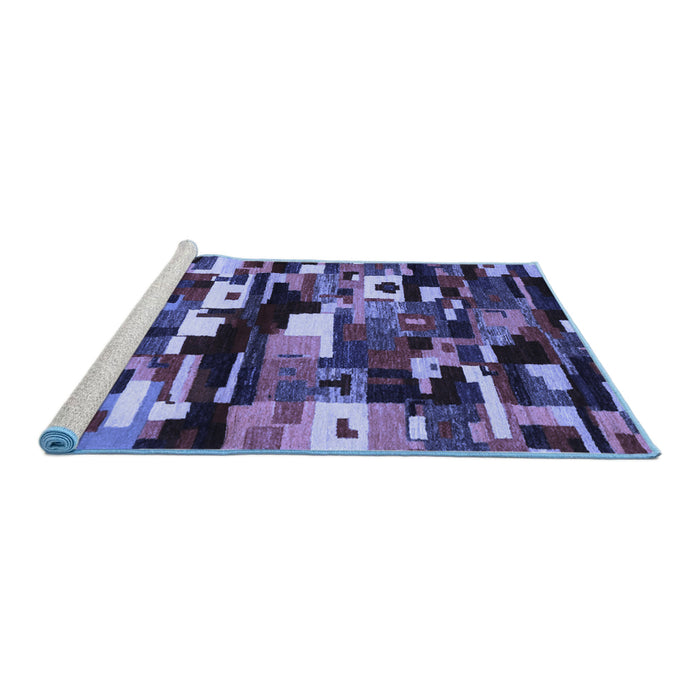 Sideview of Machine Washable Abstract Blue Contemporary Rug, wshcon1506blu