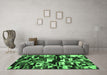 Machine Washable Abstract Emerald Green Contemporary Area Rugs in a Living Room,, wshcon1506emgrn