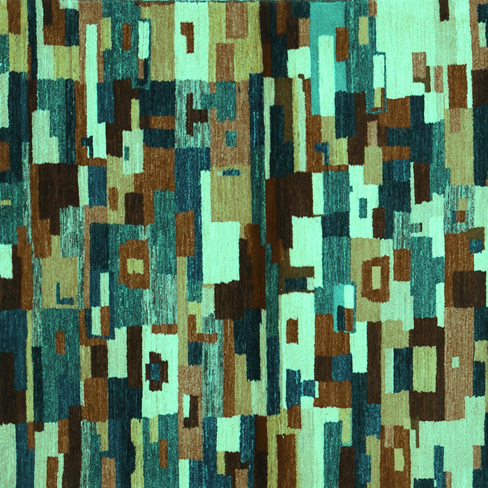 Square Abstract Turquoise Contemporary Rug, con1506turq