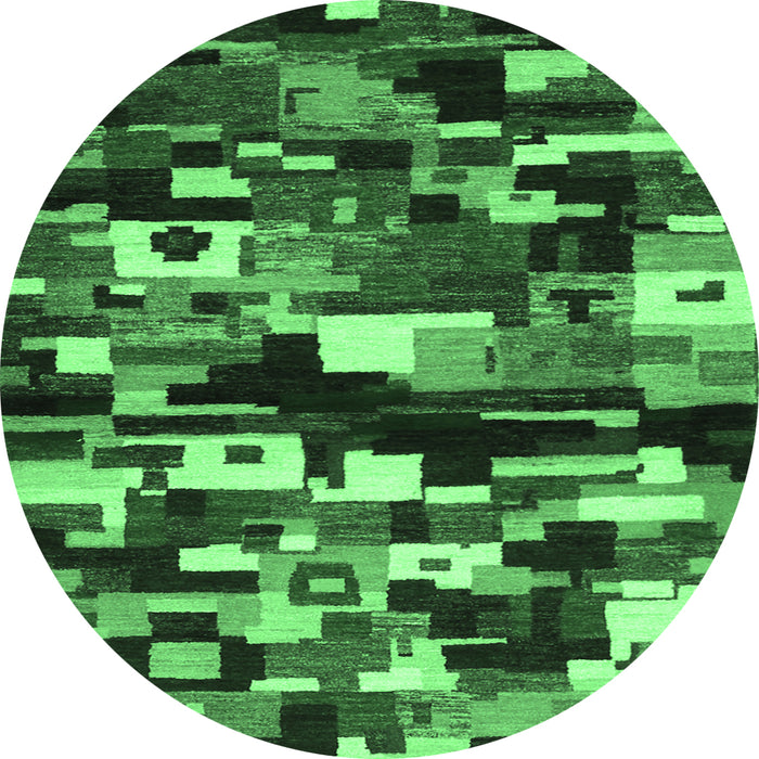 Round Abstract Emerald Green Contemporary Rug, con1506emgrn