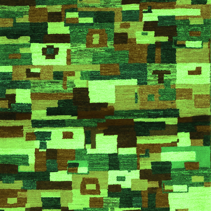 Serging Thickness of Machine Washable Abstract Green Contemporary Area Rugs, wshcon1506grn