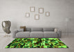 Machine Washable Abstract Green Contemporary Area Rugs in a Living Room,, wshcon1506grn