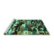 Sideview of Machine Washable Abstract Turquoise Contemporary Area Rugs, wshcon1506turq