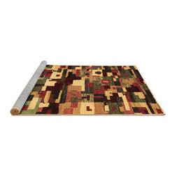 Sideview of Machine Washable Abstract Brown Contemporary Rug, wshcon1506brn