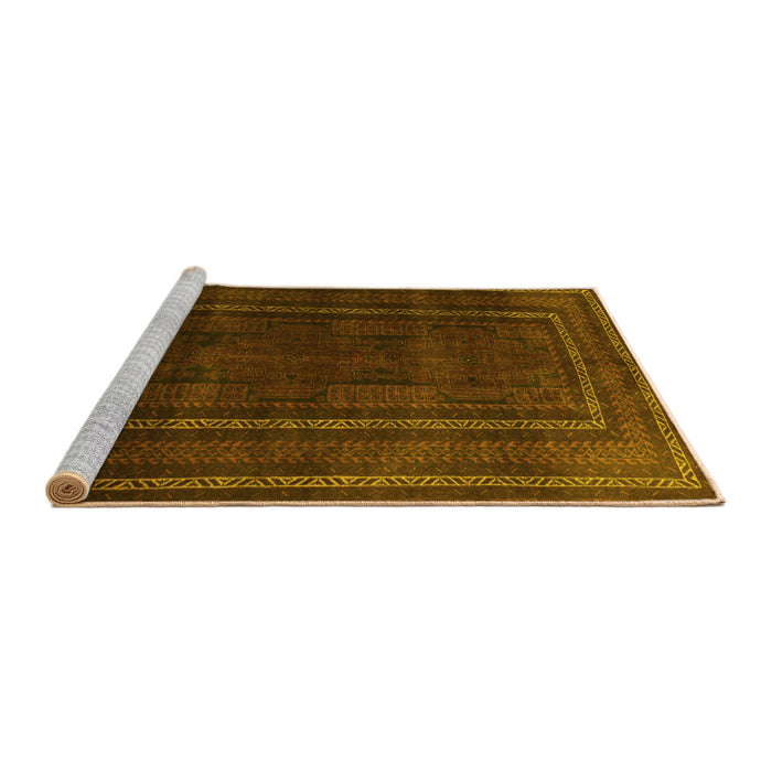 Sideview of Machine Washable Abstract Yellow Contemporary Rug, wshcon1507yw