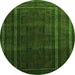 Square Abstract Green Contemporary Rug, con1507grn