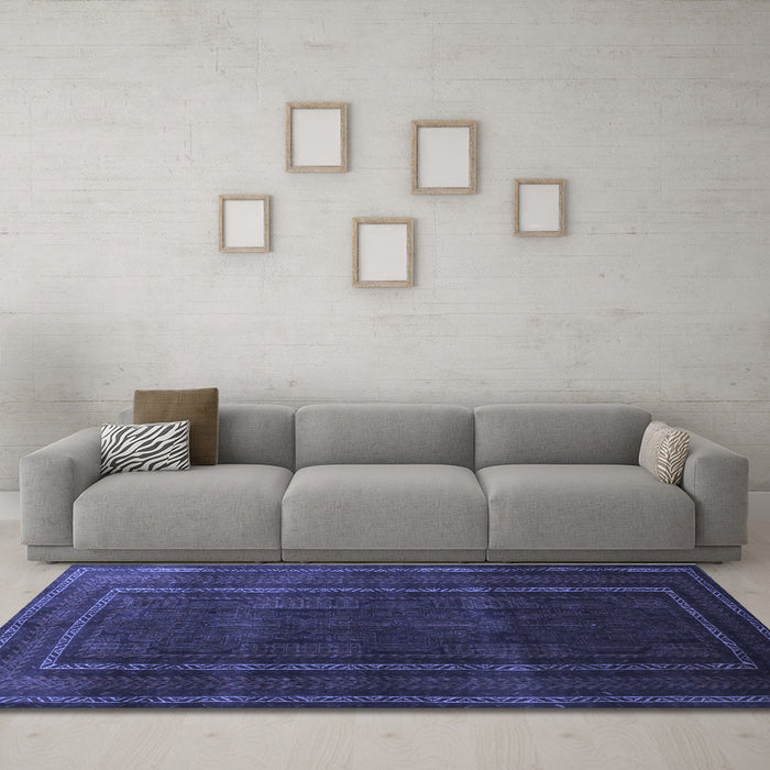 Machine Washable Abstract Blue Contemporary Rug in a Living Room, wshcon1507blu