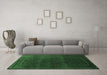 Machine Washable Abstract Emerald Green Contemporary Area Rugs in a Living Room,, wshcon1507emgrn