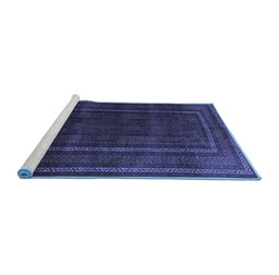 Sideview of Machine Washable Abstract Blue Contemporary Rug, wshcon1507blu