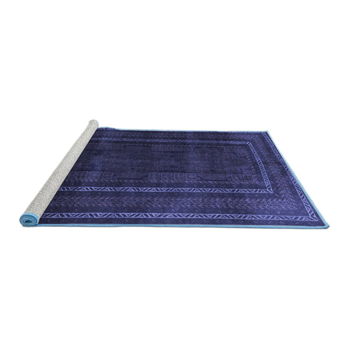 Sideview of Machine Washable Abstract Blue Contemporary Rug, wshcon1507blu