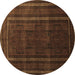 Round Abstract Brown Contemporary Rug, con1507brn