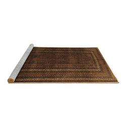 Sideview of Machine Washable Abstract Brown Contemporary Rug, wshcon1507brn