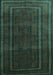 Machine Washable Abstract Turquoise Contemporary Area Rugs, wshcon1507turq