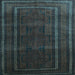 Square Abstract Light Blue Contemporary Rug, con1507lblu