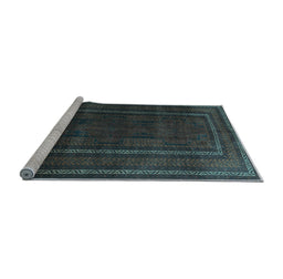 Sideview of Machine Washable Abstract Light Blue Contemporary Rug, wshcon1507lblu