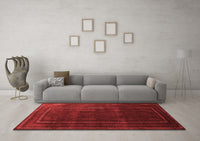 Machine Washable Abstract Red Contemporary Rug, wshcon1507red