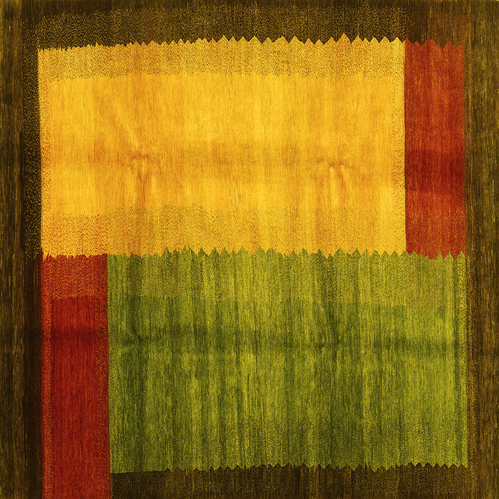 Square Abstract Yellow Contemporary Rug, con1508yw
