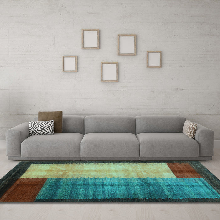 Machine Washable Abstract Light Blue Contemporary Rug in a Living Room, wshcon1508lblu