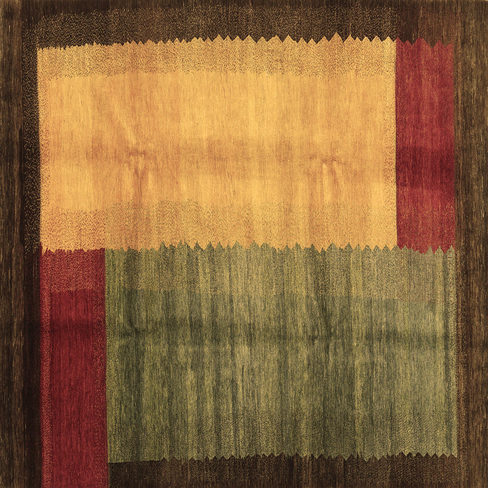 Square Abstract Brown Contemporary Rug, con1508brn