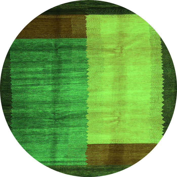 Square Abstract Green Contemporary Rug, con1508grn