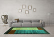 Machine Washable Abstract Turquoise Contemporary Area Rugs in a Living Room,, wshcon1508turq