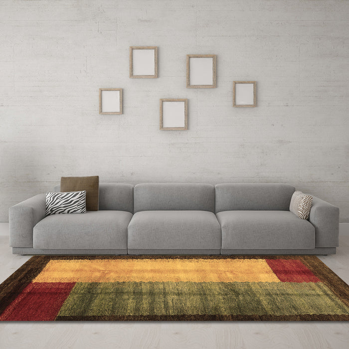 Machine Washable Abstract Brown Contemporary Rug in a Living Room,, wshcon1508brn
