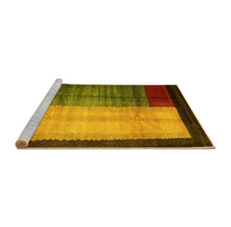 Sideview of Machine Washable Abstract Yellow Contemporary Rug, wshcon1508yw